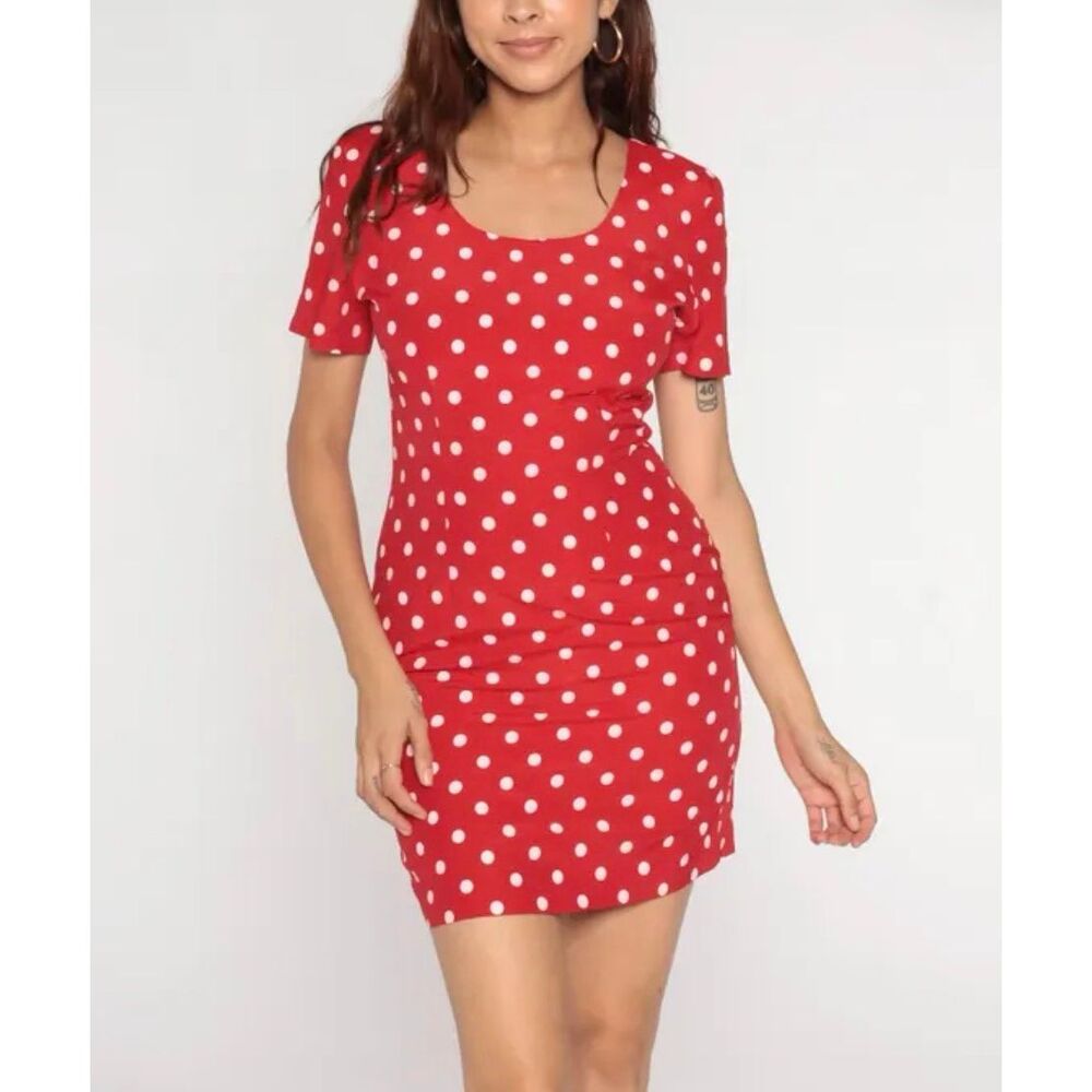 Hampton Dress Co Vintage 80’s Red Polka Dot Dress Women’s Size 6